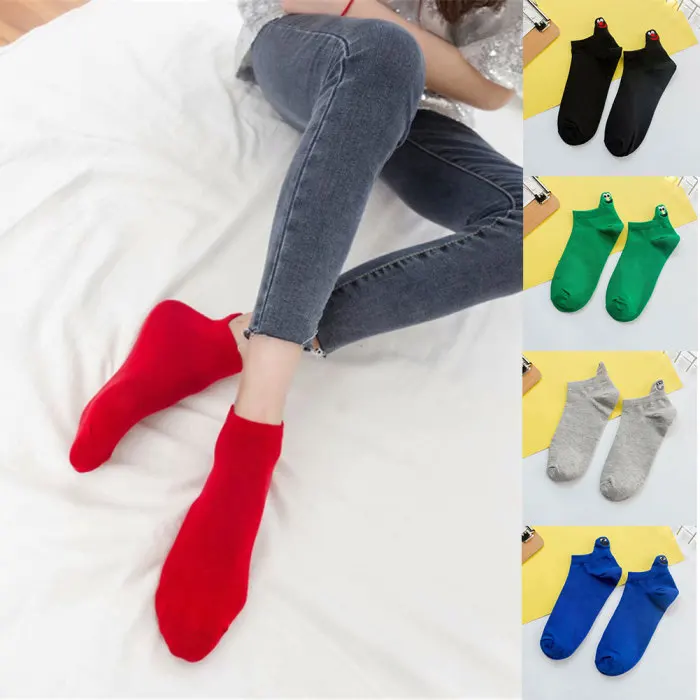 Женские носки с вышитыми рисунками; повседневные короткие дышащие хлопковые носки-башмачки; IK88