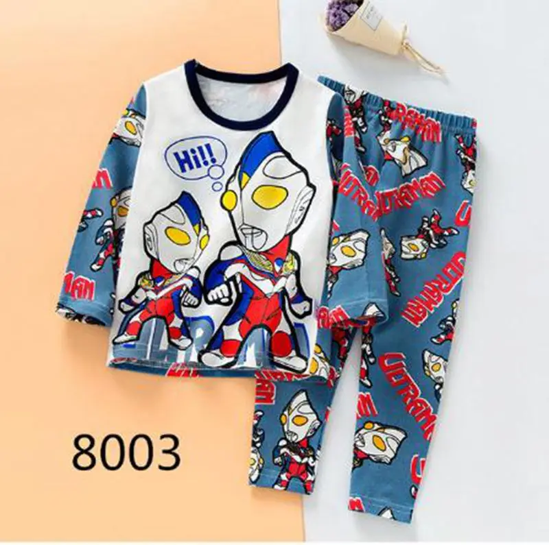 Color as shown Розничная, пижама из хлопка для маленьких девочек на осень и зиму, нижнее белье для мальчиков, пижамный комплект, пижама с длинными рукавами, детский Пижамный костюм - Цвет: Color as shown