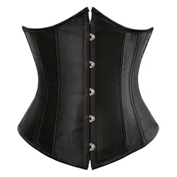 Steampunk Lace-Up Underbust Waist Slimming Corset - XXXL (Waist 83-87) (Black)