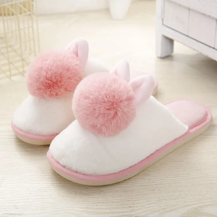 Pink Теплая женская зимняя домашняя обувь из искусственного меха мягкие домашние тапочки без застежки удобный антискользящий хлопковый коврик для спальни - Цвет: Pink