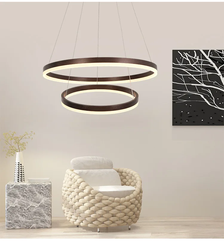 

Northern European-Style Restaurant Chandelier Creative Cool Circular Living Room Lights Post-modern Simple LED Office Exhibition