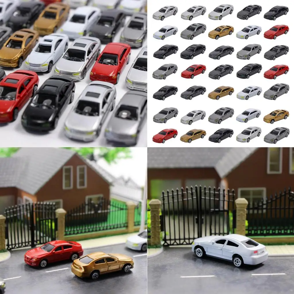 50pcs HO Scale Model Vehicle Car Toy 1/87 Architecture Model Train Scenery