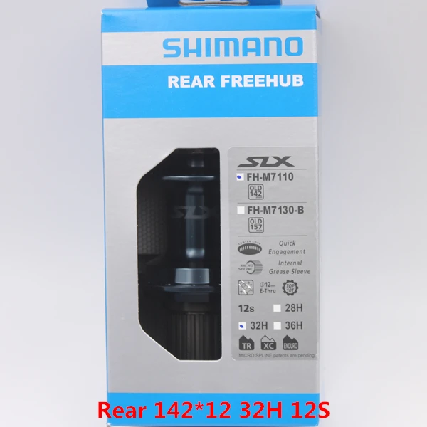 SHIMANO SLX M7100 12S Freehub Micro Spline BOOST HUB HB-M7110-B старый 142 мм 148 мм FH-M7110-B 32H 28 отверстие E-THRU 12 Скоростей - Цвет: Rear12 142mm 32H 12s