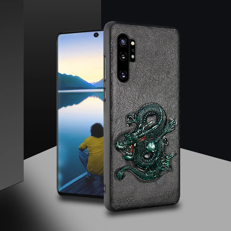 

Genuine leather phone case For samsung note 10 plus 10+ Original 3D Emboss non-slip shockproof fundas for Galaxy note 10 plus