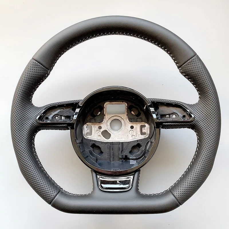 for Audi A3 A4 A5 A6 A7 Q3 Q5 Q7 fully perforated steering wheel flat