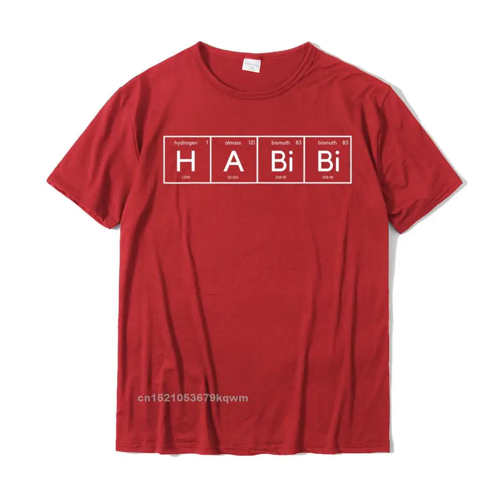 O Neck Personalized Cotton Fabric Young Top T-shirts Group Short Sleeve Tops T Shirt Fitted Leisure Tops Shirts Habibi Funny Arabic Lebanese Word Periodic Table T-Shirt__5176 red