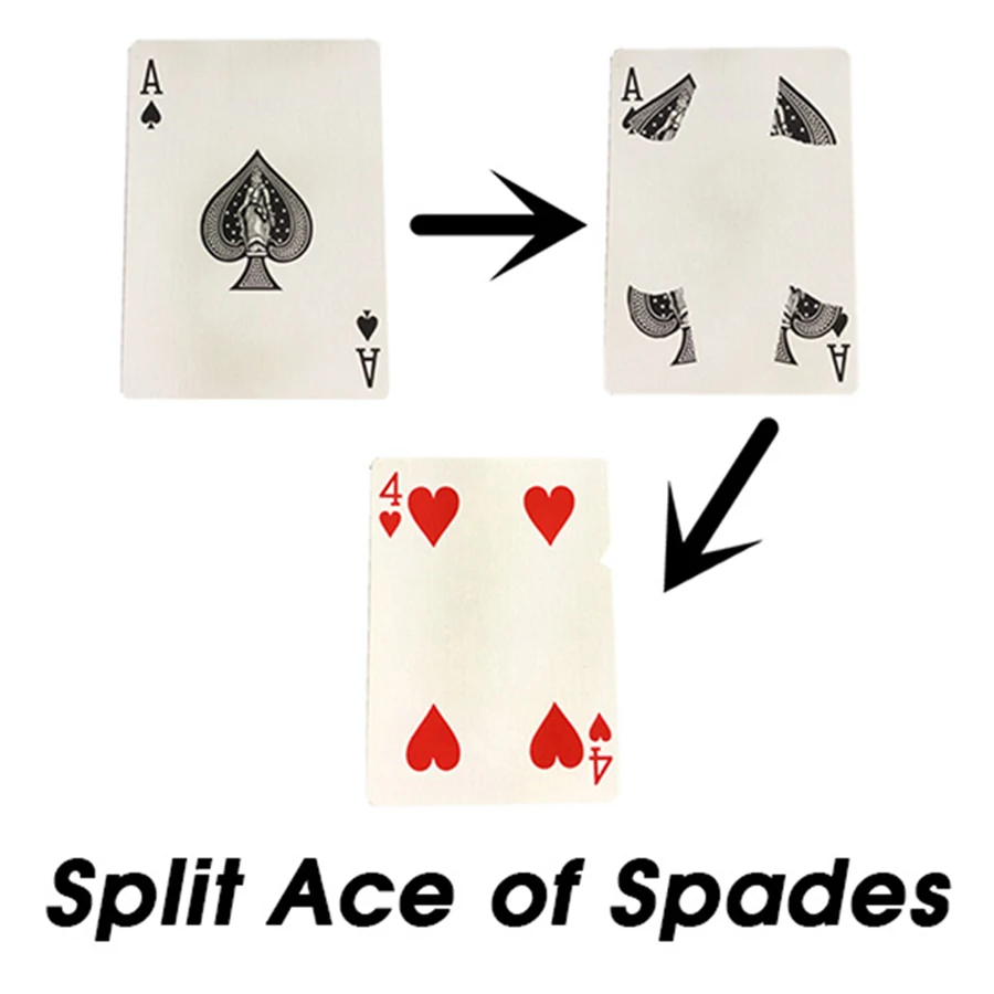 Split Ace Of Spades Magic Tricks Close Up Street Stage Magic Props Illusion Gimmick Magician Mentalism Puzzle Toy Magia Card coin escape puzzle keychain funny coin escape puzzle keychain coin disappear magic props for beginner magicians fantastic coin
