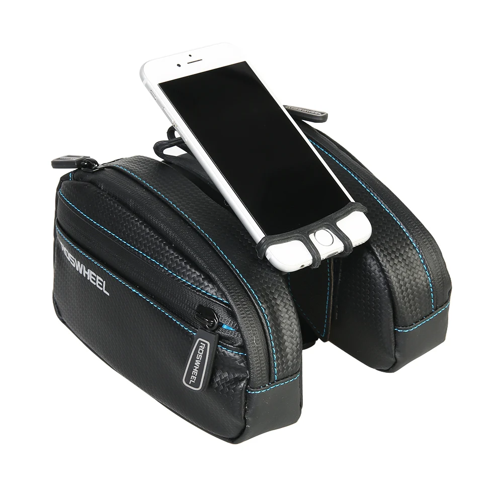 ROSWHEEL Waterproof Smart Phone Cycling Bag Touch Screen Bike Bicycle Top Frame Tube Bag PU leather Pouch 121273