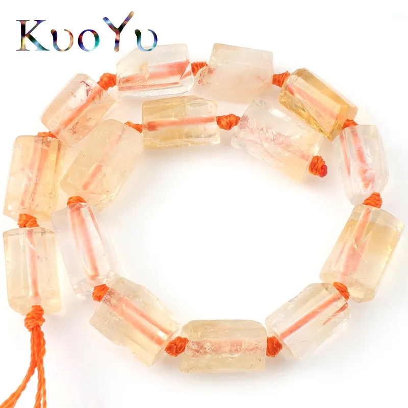 

Natural Faceted Yellow Citrines Quartz Beads Cylinder Loose Beads For Jewelry Making DIY Earing Charm Bracelet 7.5"Strand 8x11mm