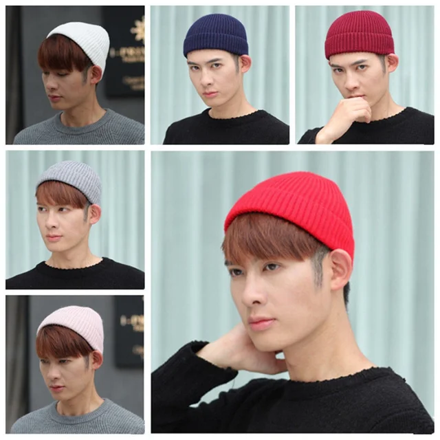 Men Knitted Hat Beanie Cap Style Adult 