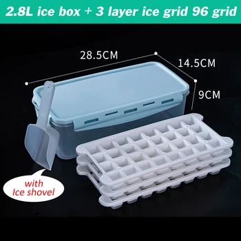 

3 Layers 96 Ice Cube Trays and Ice Cube Storage Container Set with Ice scoop Stackable Ice Mold Makers for Cool Drinks Smoothie