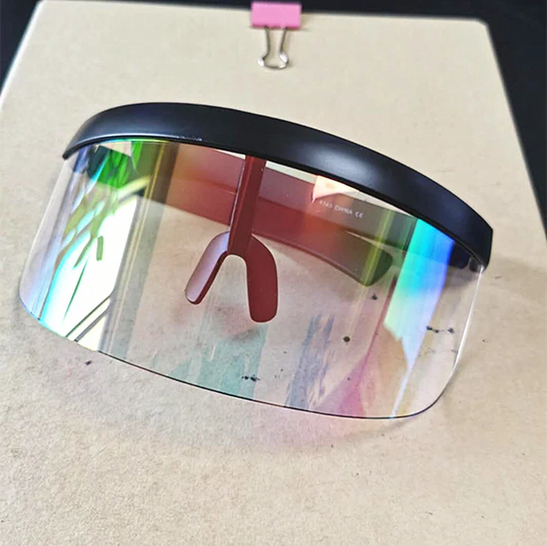 SO&EI Oversized Anti-Peeping One Piece Rimless Sunglasses Men Fashion Outdoor Sports Windproof Goggles Women UV Mask Sun Glasses
