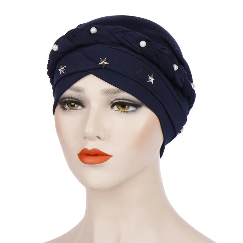 Navy Blue Оплетка исламский молочный шелк полиэстер молитвенные шляпы палантин хиджаб шапка s женский мусульманский головной убор исламский хиджаб тюрбан - Цвет: Navy Blue