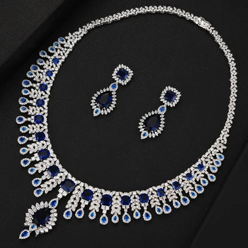 

missvikki Luxury Nigeria 2pcs Bridal Necklace Earrings Zirconia Jewelry Sets For Women Party Luxury Dubai CZ Wedding Jewelry Set
