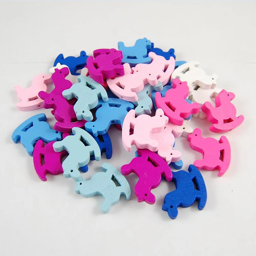 Kids DIY Hand Loose Bead Toys Multicolor Various Shape Wooden Loose Lacing Spacer Beads Jewelry DIY Accessory