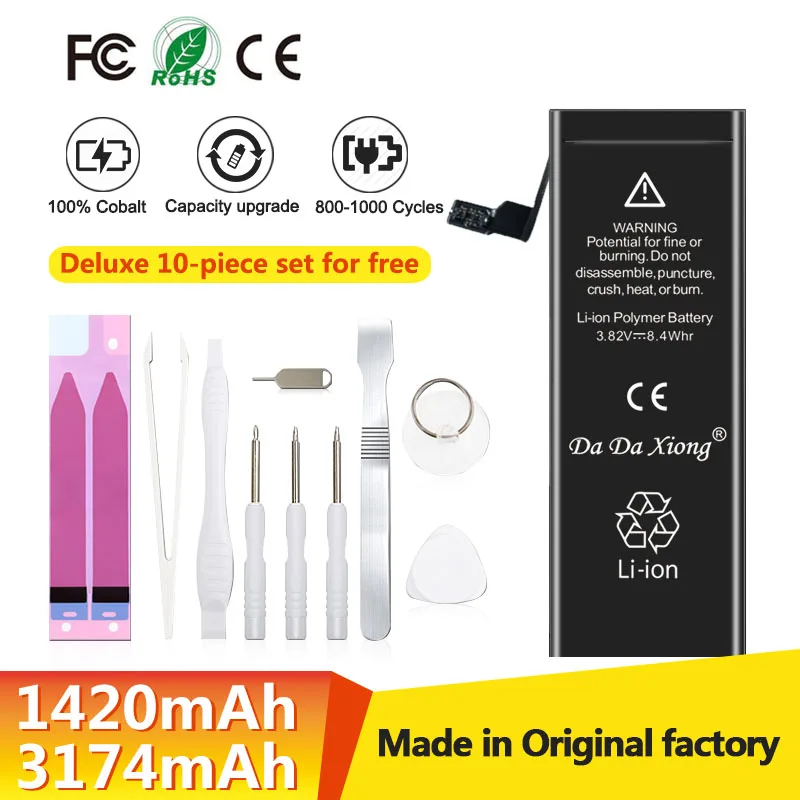 

High capacity battery For iphone 4 4S 5 5S 5C SE 6 6S 7 8 Plus X XR XS Max mobile phone battery pack new 0 cycle seal