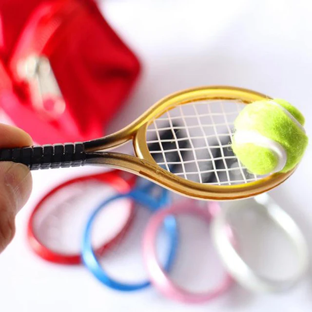 2Pcs 1:6 /1:12 Miniature Children Garden Mini Tennis Racket & Ball Gift Doll House Dollhouse Accessory 2