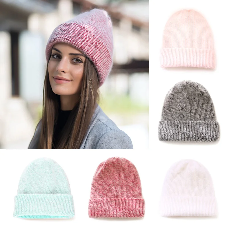 

New simple Rabbit fur Beanie Hat for Women Winter Skullies Warm Gravity Falls Cap Gorros Female Warm Cap bonnets winter hats