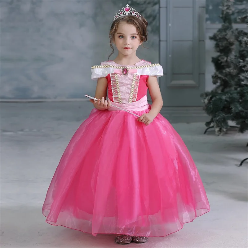Hot Pink 2 Модные костюмы принцессы с лампочкой Аладдина; комплекты одежды для девочек; детское праздничное платье Белль, Анна, Эльза; комплект одежды для детей - Цвет: Hot Pink 2