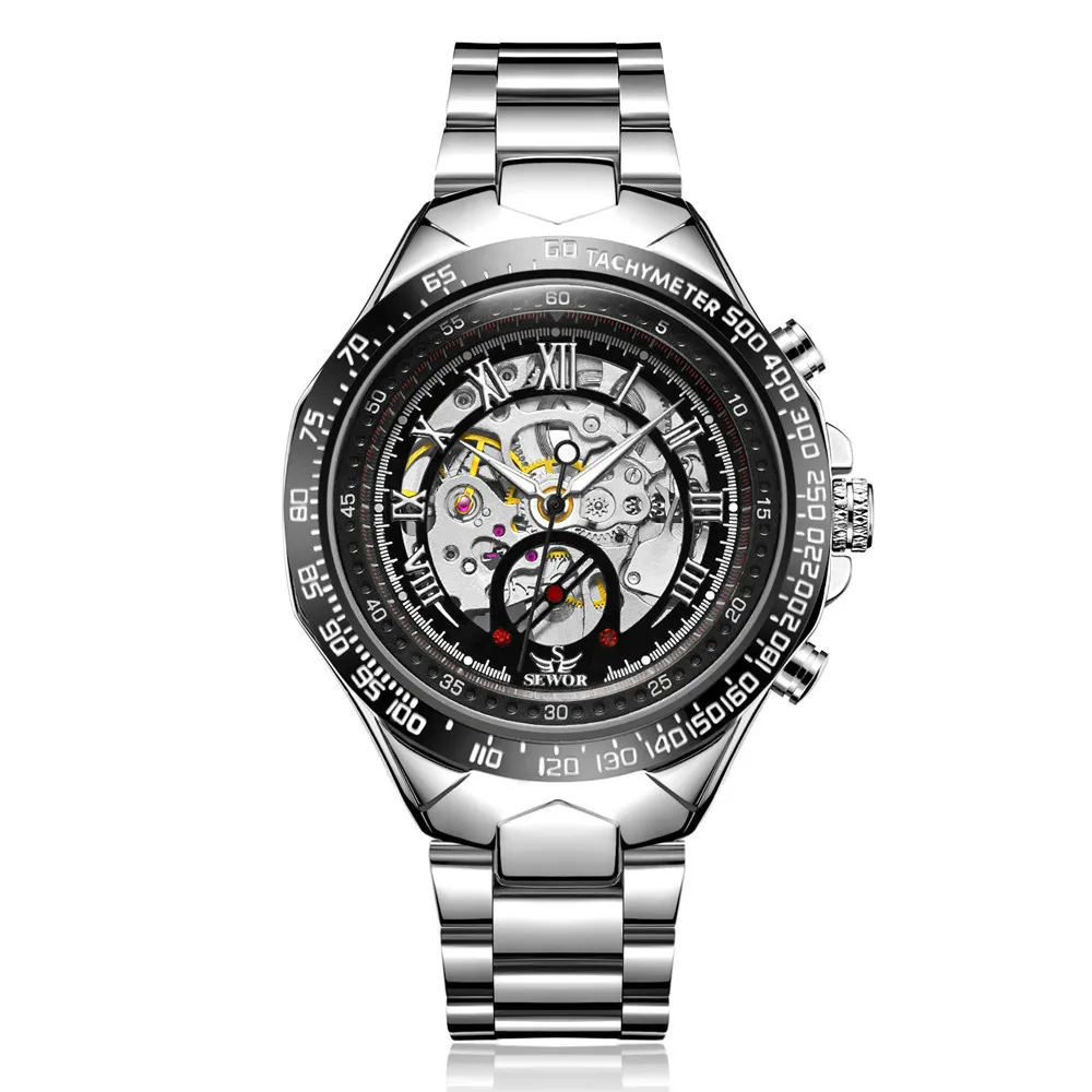 

SEWOR Swift 740B Europe and the United States retro through the automatic mechanical fashion men's business commuter steel belt