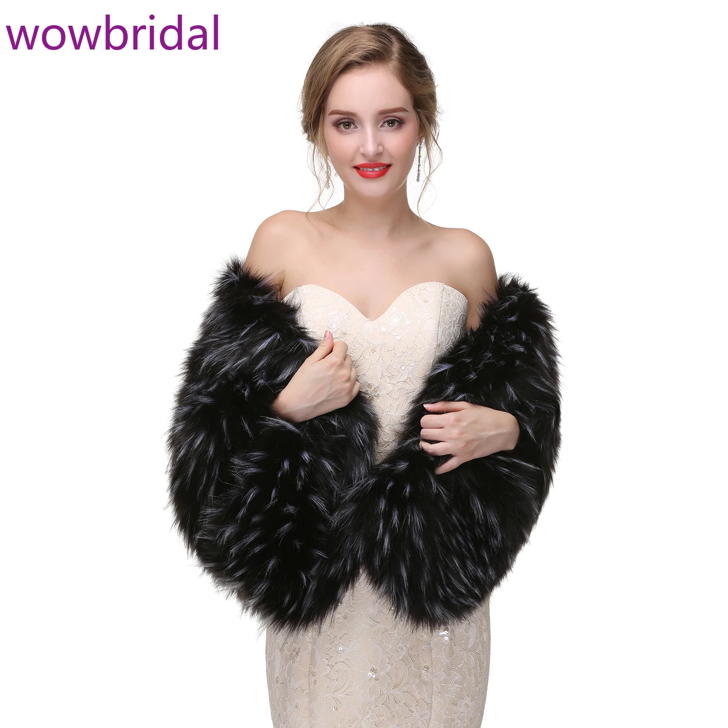 

WOWBRIDAL Warm Faux Fur Winter Bridal Cape Wedding Cloaks Party Wraps Jacket Wrap Boleros De Encaje Boleros De Mujer