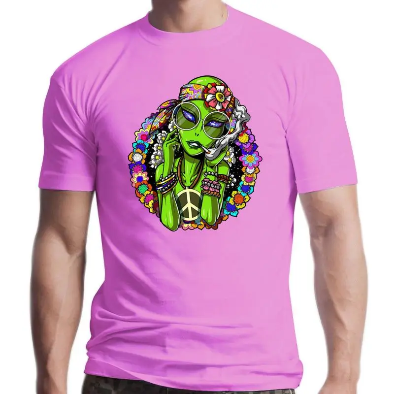 New Men t-shirt Hippie Alien Peace Weed Psychedelic Festival Tshirt Women T Shirt Cotton Tees Tops Hip Hop Harajuku Streetwe | Мужская
