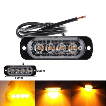 

12V - 24V 4 Led Strobe Warning Light Strobe Grille Flashing Lightbar Truck Car Beacon Lamp Amber Yellow White Traffic light