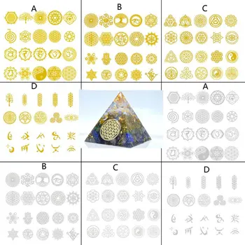 

20Pcs Epoxy Resin Art Crafts Sacred Geometric Copper Orgonite Sticker Flower Life Tree DIY Energy Tower Pyramid Material