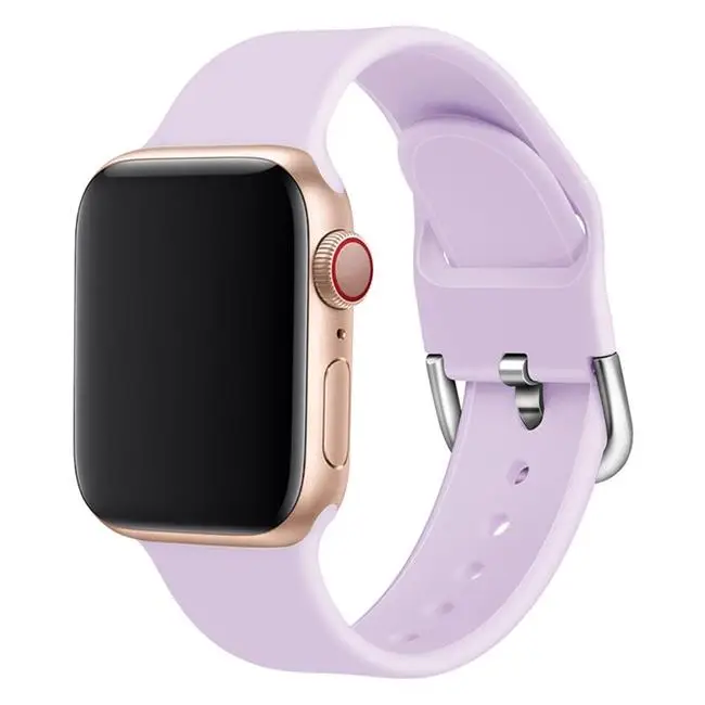 Силиконовый ремешок Apple watch band 44 мм 40 мм iWatch band 42 мм 38 мм спортивный браслет ремешок для Apple watch 4 3 2 1 42/38/40 44mm - Цвет ремешка: lavender purple