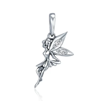 

WOSTU 100% Rea 925 Sterling Silver Flower Fairy Beads Pendants fit Original Charm Silver Bracelet Bangles DIY Jewelry BKC359