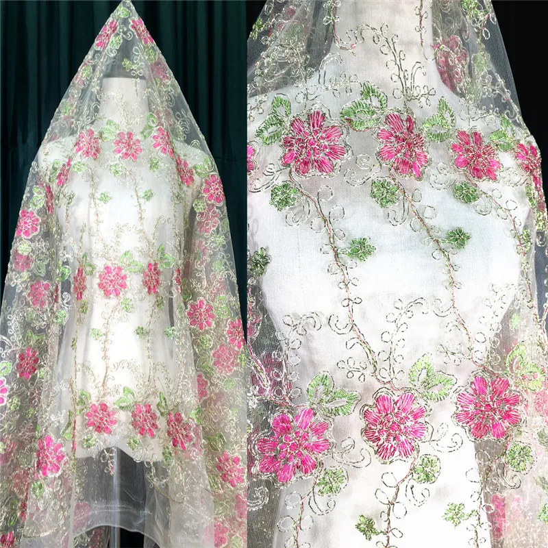 1 метр х 150 см Красочный шнурок кружево с вышивкой мягкая кружевная ткань одежда свадебное платье Cheongsam отделочная ткань для дома LC281