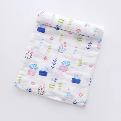 Муслин детское одеяло хлопок постельное белье осенью и зимой мягкие одеяла для новорожденных банные Марля Детские спальные принадлежности чехол для коляски коврик для ребенка - Цвет: CupFlower