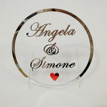 

Custom Round Wedding Name Personalized Mirror Acrylic Frame Bride Groom Name Sign Circle Shape Party Table Decor Guest Gifts