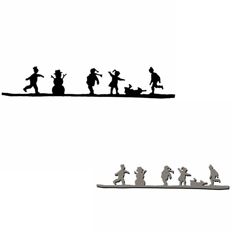 

Snow Winter Metal Cutting Dies Kids Having Fun In Snow Fight Die Cuts For DIY Card Making Album New 2019 Embossed Crafts Cards