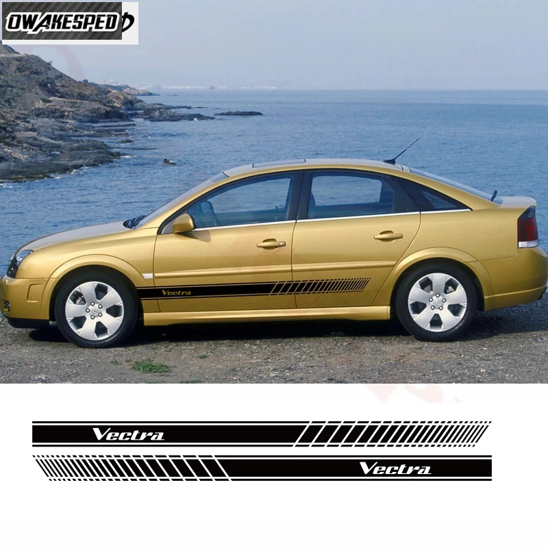 For-Opel Vectra Racing Sport Stripes Car Door Side Skirt Sticker Auto Body Decor Vinyl Decal Exterior Accessories (2)