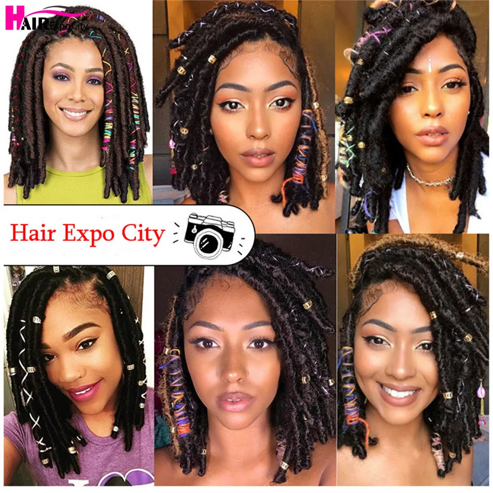 18" Soft Dreadlocks Crochet Braids Hair Goddess Faux Locs With Color Line Synthetic Braiding Hair Extensions Hair Expo City