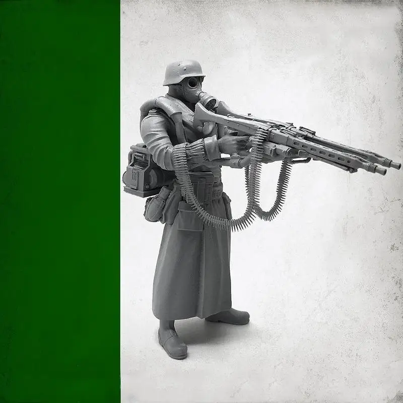 1/35 супер война немецкий супер двойной пистолет солдат полимерная модель мальчик моделирование военная игра модель игрушка противогаз двойной пулемет