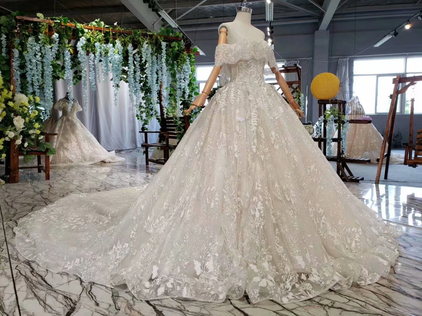 BacklakeGirls High-quality Lace Appliques Boat Neck Off Shoulder Wedding Dress 100cm Long Train Elegant Vestido Noiva Plus Size