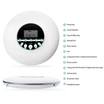 

Stereo Sound Portable CD Player Discman Travel Students Anti Skip HIFI Multifunctional With Earphone 3.5mm Jack LCD Display Home
