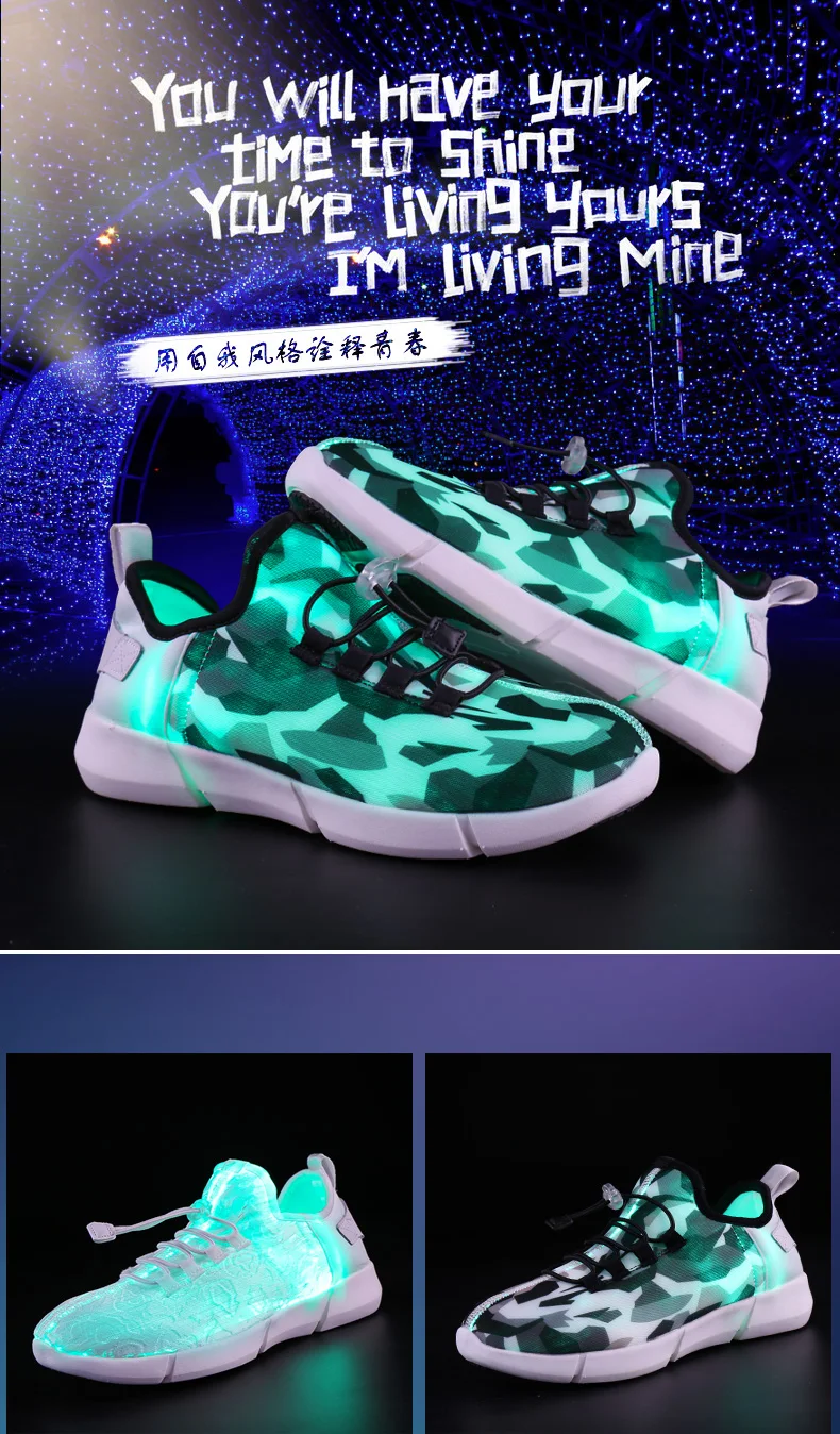 ULKNN Fiber Optic USB Recharge Glow Shoes Boys Girls Shoes Lightweight Running Sneakers LED Light Summer Shoes