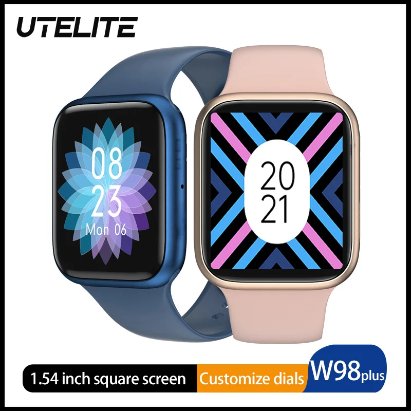 UTELITE reloj inteligente W98 Plus, con llamadas, Bluetooth, pantalla  cuadrada de 1,54 pulgadas, música, IP67, Monitor de ritmo cardíaco, ECG y  temperatura|Relojes inteligentes| - AliExpress