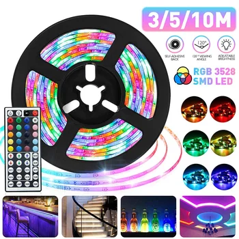 

5m 10m LED Strip 2835 IP33 RGB Strip LED Light Flexible Ribbon Stripe DC 12V RGB Diode Tape with 44 Keys IR LED Controller