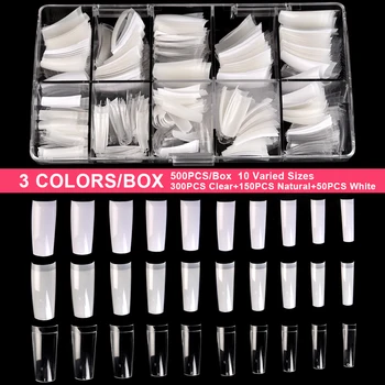 

AriesLibra 500pcs Half Cover False Nail Tips 3 Colors French Nail Art Artificial Acrylic Gel UV Manicure Design Nail Art Tool