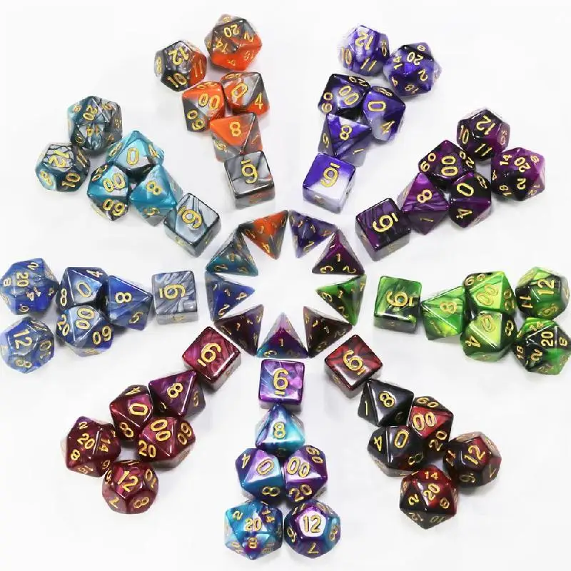 

7pcs/lot Resin Multifaceted Dice d4 d6 d8 d10 d% d12 d20 Games Dice Irregular Dice for DND Tabletop RPG Games Board Game Dice