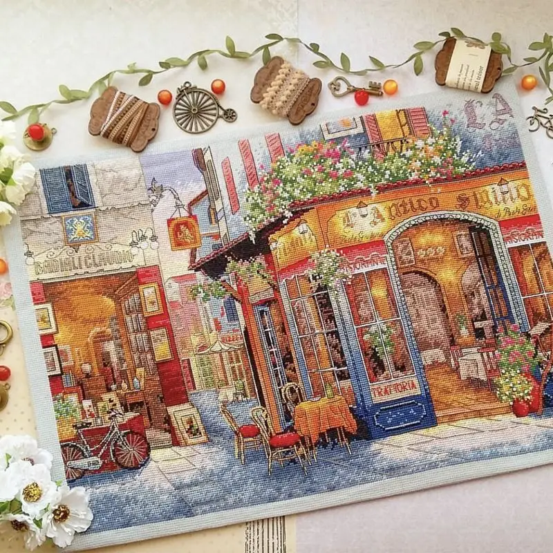 Happiness Corner Counted Cross Stitch Patterns Embroidery Kits Unprinted Canvas 11 14CT Handmade Cross-stitch Needlework Painting
