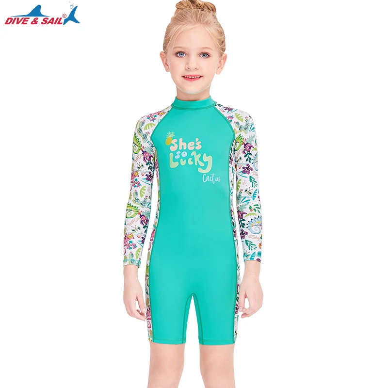 Kid's One Piece Rash Guard Swimsuit, Water Sport, Long Sleeve Swimwear, UPF 50 + Sun Protection Bathing Suits, Rashguards