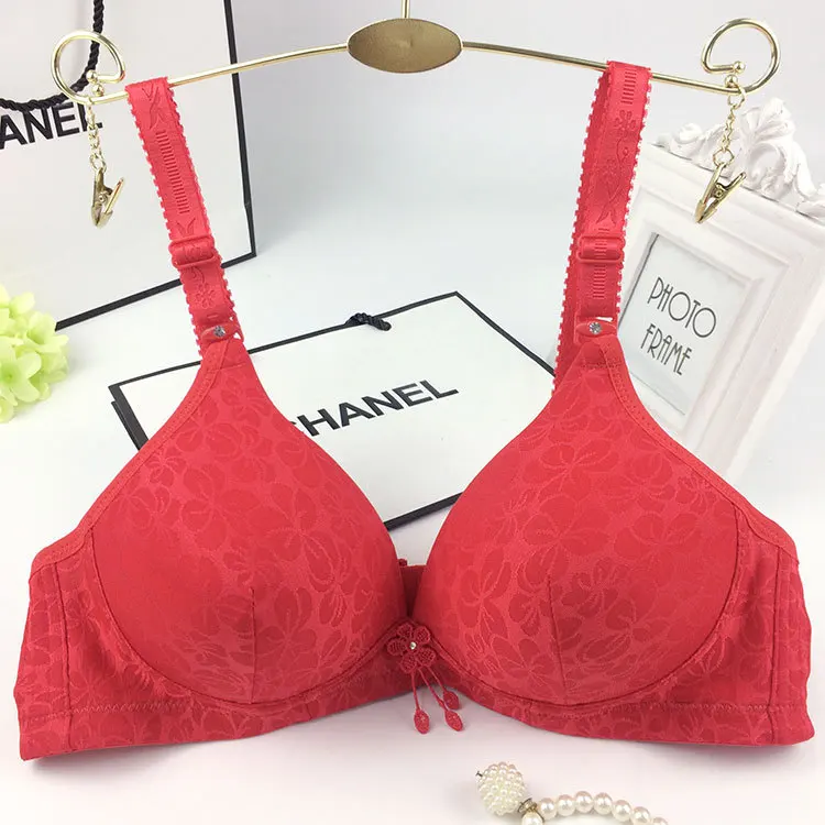 Women's Solid Color Bra Comfortable Non-Steel Ring Bra Non-Magnetic Non-Steel Ring Middle-aged Breathable Underwear