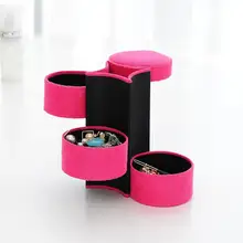

50%HOT Portable 3 Layers Cylinder Shaped Rotatable Women Jewelry Storage Box Organizer
