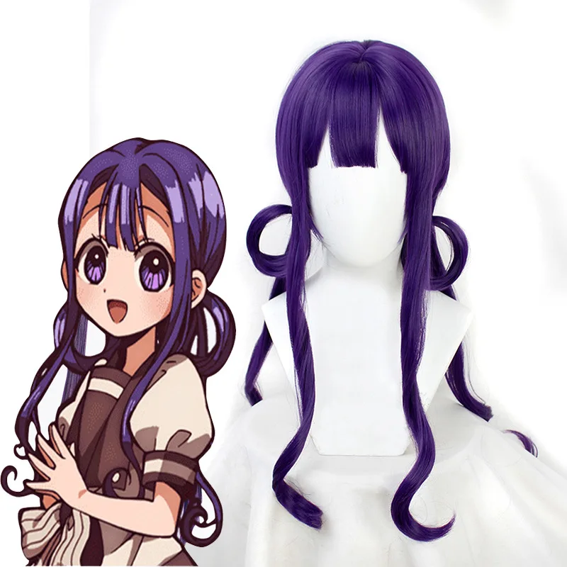 Высокое качество Косплей Шляпы парики для унитаза Hanako Kun Akane Aoi фиолетовый длинные