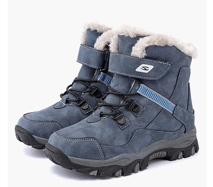 Детские зимние треккинговые кроссовки, детская зимняя обувь с плюшевой подкладкой, универсальная Нескользящая Треккинговая обувь для больших мальчиков, детская обувь Zaptillas FOR-30C